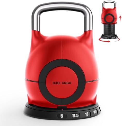 Quickly Adjusts 7 Weights HXD-Ergo Adjustable Kettlebell Set for Home Gym Enthusiasts | Ergonomic Kettlebell Set HXD-Er