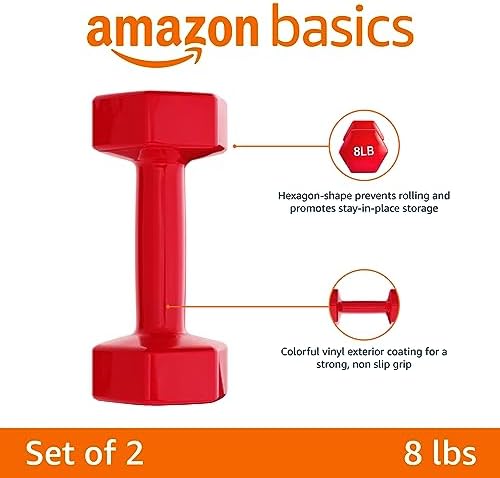 Amazon Basics Vinyl Coated Dumbbell Hand Weights for Home Gym Fitness Lovers | Amazon Basics Vinyl Coated Dumbbell Hand
