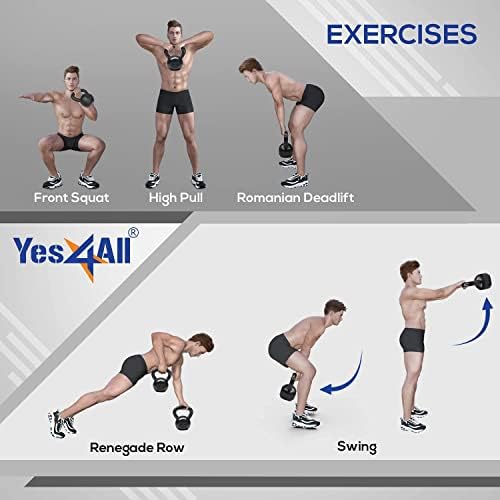 Yes4All Cast Iron Kettlebell, Strength Training Kettlebells for Men 5-80 Lb for Full Body Workout and Push Up - Set of 2