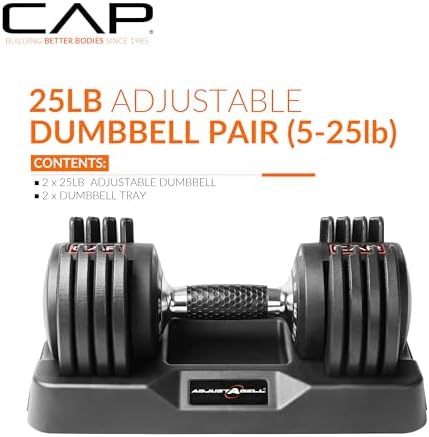 Adjustable Round Dumbbell Weights | CAP Barbell | Multiple Handle Options, Singles & Pairs | 1|5 lb, 25 lb & 55 lb | Gym
