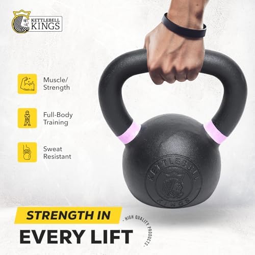 Kettlebell Kings Powder Coated Kettlebell Weights - 9-97 lb Strength Training Kettlebells for Men and Women - Home Gym E
