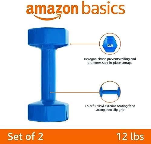 Amazon Basics Vinyl Coated Dumbbell Hand Weights for Home Gym Fitness Lovers | Amazon Basics Vinyl Coated Dumbbell Hand