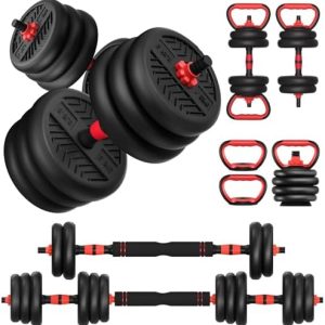 Adjustable Dumbbell Set for Men/Women Home Gym Exercise, 20/30/40/60/80lbs Used as Barbell/Kettlebells/Push Up Stand Hot