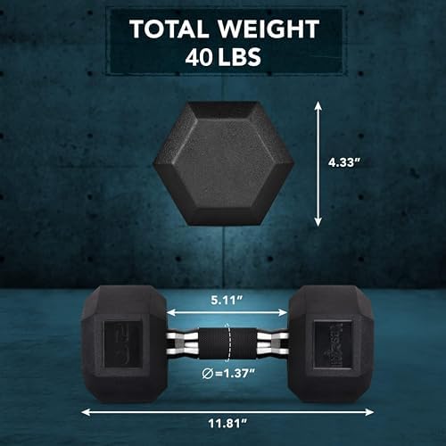 Yes4All Chrome/Rubber Grip Encased Hex Dumbbells – Fitness Equipment For Home/Gym Use –Perfect for Beginners and Advance