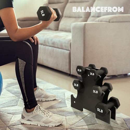 BalanceFrom Neoprene Coated Iron Dumbbell Hex Weights Set for Strength Training at Home | BalanceFrom Non-Slip Iron Dum