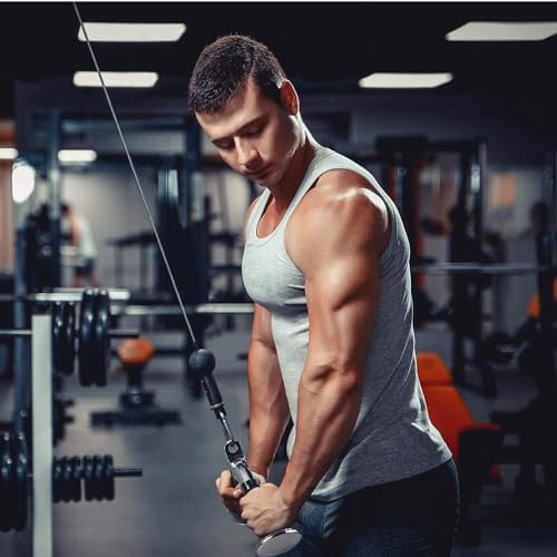 Yes4All Cable Machine Attachment Row Handles Tricep Rope Straight Bar V Bar LAT Pulldown Accessories 880 LB for Home Gy