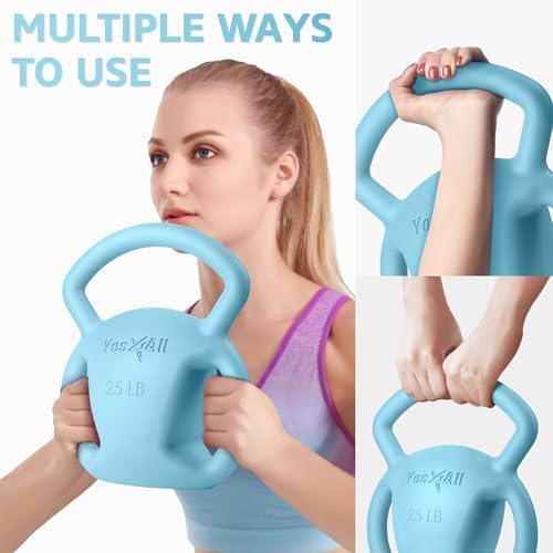 Yes4All Kettlebell, Strength Training Kettlebells for Women, Wide Multi-grip Textured Handle for Home Gym Exercises & Fu