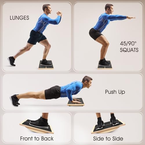 2-in-1 Professional Wooden Balance Board & Slant Board, Adjustable Incline Board and Calf Stretcher, Stretch Board for A