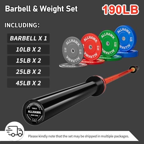 Olympic Barbell 7ft 45LB for Weightlifting Powerlifting, Home Gym Strength Training, Squats Deadlifts Presses Rows Curls