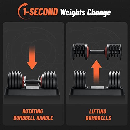 Adjustable 25/55 lbs Dumbbell Set for Home Workout, Suitable for Men and Women, Pair Dumbbells with Adjustable Weights