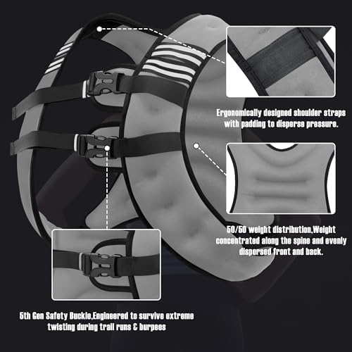 Weighted Vest for Men and Women - 10/15/20lbs - Reflective Stripe - Workout Equipment for Strength Training, Running, Wa