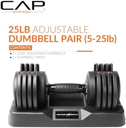 Adjustable Round Dumbbell Weights | CAP Barbell | Multiple Handle Options, Singles & Pairs | 1|5 lb, 25 lb & 55 lb | Gym