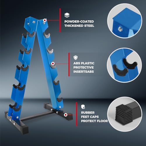 RitFit 250LB Rubber Hex Dumbbells with Weights Rack for Home Strength Training | RitFit 300LB Rubber Hex Dumbbells and