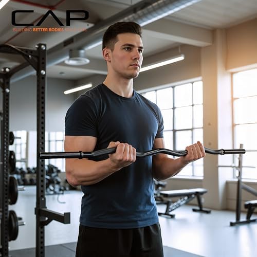CAP Barbell Standard Solid E-Z Curl Bar 47-Inch Muscle Building Workout Fitness Equipment Top Search Keywords: Curl Bar,