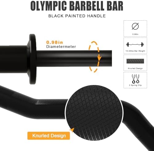 Olympic EZ Curl Barbell Bar 48-inch Curling Bar Fit 2-inch Weight Plates Strength Training Bar Squats Hip Thrusts Bench