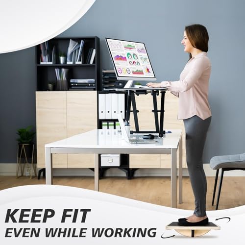 Yes4All Professional Anti-Slip Rocker Board for Leg Workout and Standing Desk Use | Yes4All 350LBS Wood Balance Board,