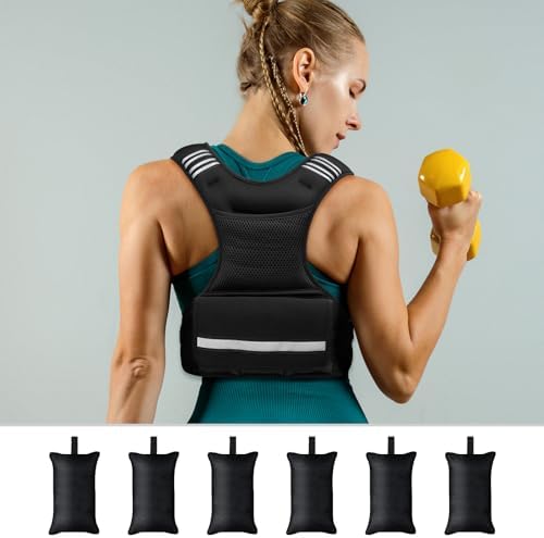 Feyachi Adjustable Weighted Vest for Running Workout and Training - 3-12 lbs / 12-20 lbs / 20-32 lbs - Reflective Design