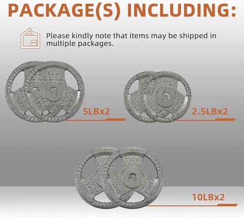 Fitvids 1-Inch Cast Iron Weight Plate for Strength Training & Weightlifting - Multiple Sizes