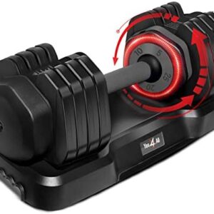 Yes4All 25/55LB Adjustable Dumbbells, Easy Adjust, Suitable for All Fitness Levels, Perfect for Home Gym, Durable Design