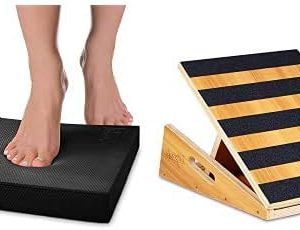 Yes4All Combo Large Balance Pad - Black and Slant Board 5 Angles for Core Strengthening | Yes4All Combo Large Balance P