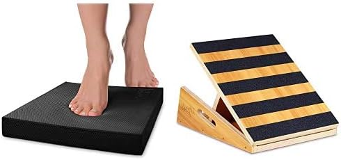 Yes4All Combo Large Balance Pad - Black and Slant Board 5 Angles for Core Strengthening | Yes4All Combo Large Balance P