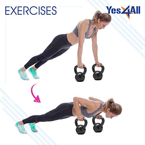 Yes4All Kettlebell Sets, Strength Training Kettlebells, Multi-Level from Beginners to Pros, Home Gym, Cast Iron, Wide Ha