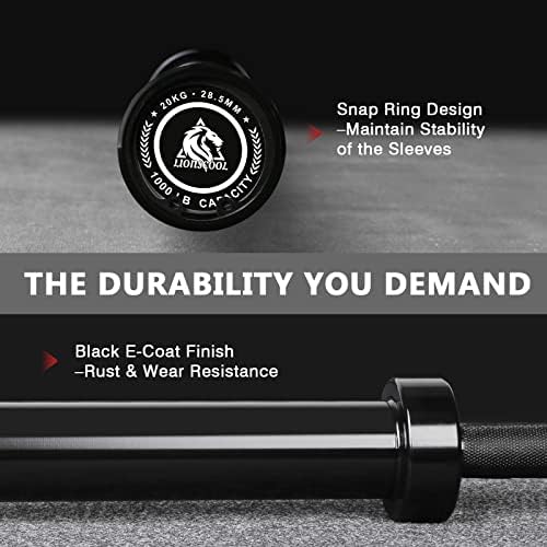 LIONSCOOL Olympic Barbell 7FT for Weightlifting and Powerlifting - 1500lbs Capacity - Strength Training for Squats, Dead