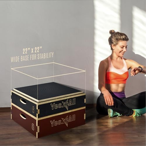 Yes4All 3 In 1 Wooden Plyo Box for Home Jump Training and Outdoor Exercise | Yes4All Plyometric Box Platform: Versatile