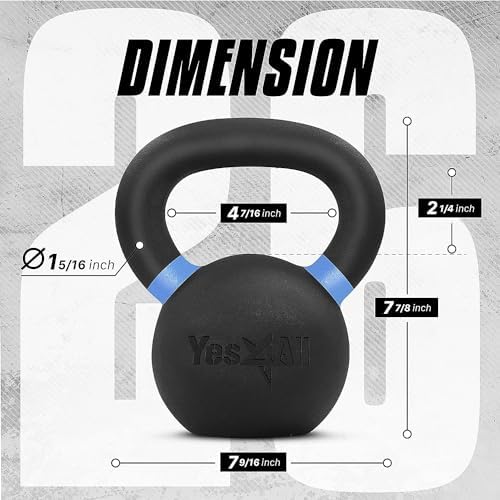 Yes4All Powder Coated 9lb-71lb Cast Iron Core Kettlebells for Heavy Duty Strength Training | Yes4All Powder Coated Kett