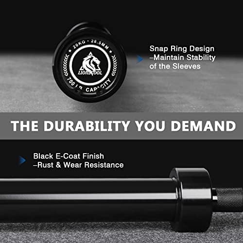 LIONSCOOL Olympic Barbell 7FT for Weightlifting and Powerlifting - 1500lbs Capacity - Strength Training for Squats, Dead