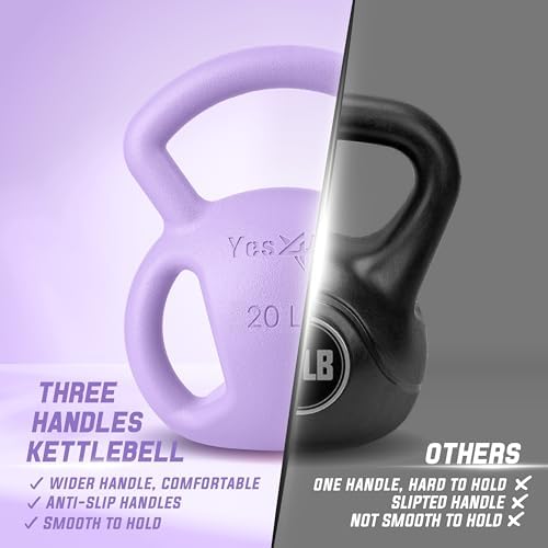 Yes4All Kettlebell, Strength Training Kettlebells for Women, Wide Multi-grip Textured Handle for Home Gym Exercises & Fu