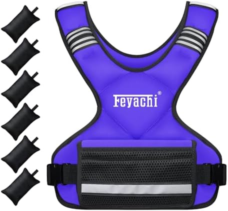 Feyachi Adjustable Weighted Vest for Running Workout and Training - 3-12 lbs / 12-20 lbs / 20-32 lbs - Reflective Design