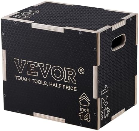 VEVOR 3 in 1 Plyometric Jump Box for Home Gym Training and Conditioning, Easy-to-Assemble Wood Plyo Box, Jumping Trainer