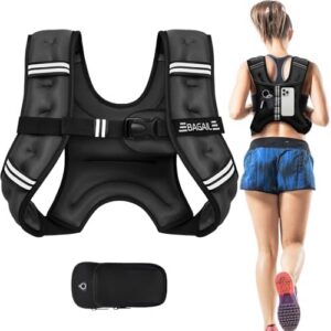 BAGAIL 15lb Weighted Vest for Weight Loss and Home/Gym Training, Reflective with Phone Pouch for Women & Men