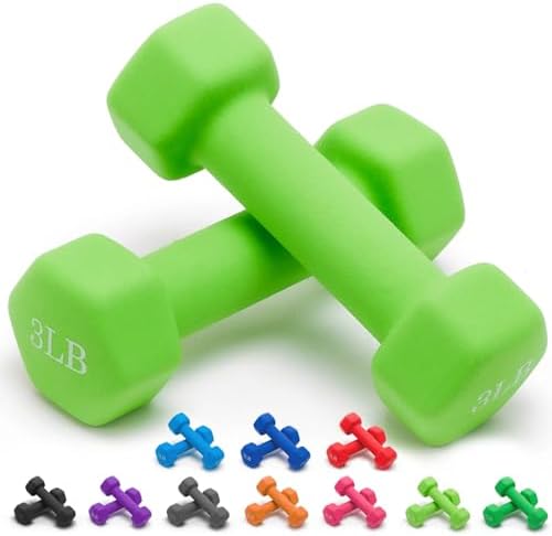 Portzon Dumbbells 10 Colors Options 1-15LB Anti-Slip Anti-Roll Hex Shape
