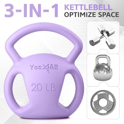 Yes4All Kettlebell, Strength Training Kettlebells for Women, Wide Multi-grip Textured Handle for Home Gym Exercises & Fu