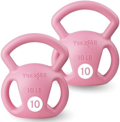 Yes4All Kettlebell, Strength Training Kettlebells for Women, Wide Multi-grip Textured Handle for Home Gym Exercises & Fu