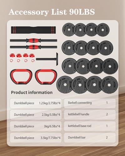 Adjustable Dumbbells 10/20/30/45/70/90lbs Home Gym,Multi-Purpose Workout Dumbbells for Men/Women Fitness Exercises