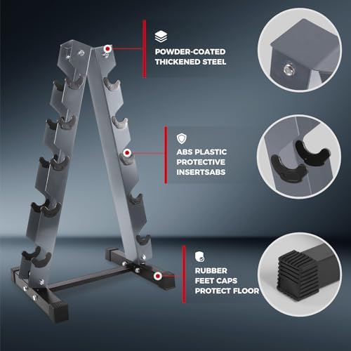 RitFit 250LB Rubber Hex Dumbbells with Weights Rack for Home Strength Training | RitFit 300LB Rubber Hex Dumbbells and