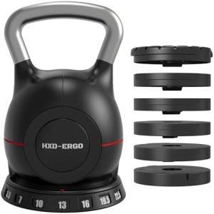 Quickly Adjusts 7 Weights HXD-Ergo Adjustable Kettlebell Set for Home Gym Enthusiasts | Ergonomic Kettlebell Set HXD-Er