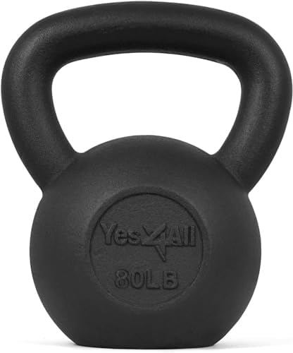 Yes4All Cast Iron Kettlebell, Strength Training Kettlebells for Men 5-80 Lb for Full Body Workout and Push Up - Set of 2