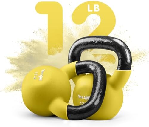 Yes4All Kettlebell - 35 LB Neoprene Coated Cast Iron Kettlebell for Home Gym, Wide Grip Handle & Flat Bottom for Swings