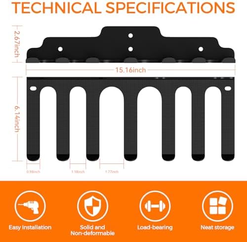 Olympic Barbell Hanger, Garage Gym Bar Wall Rack, Space Saving Home Gym Accessory