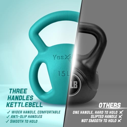 Yes4All Kettlebell, Strength Training Kettlebells for Women, Wide Multi-grip Textured Handle for Home Gym Exercises & Fu