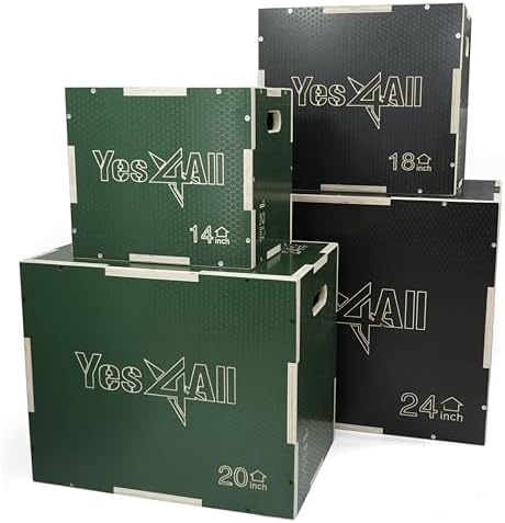 Yes4All 3 in 1 Non-Slip Wooden Plyo Box for Workout, Skipping, Jumping | Yes4All Plyometric Jump Box - Ideal for Lunges