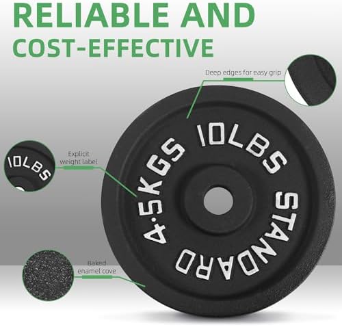 Fitvids Cast Iron Weight Plates for Strength Training and Weightlifting - Home Gym Essential | Fitvids Cast Iron 1-Inch