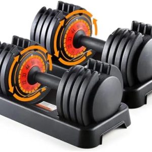Adjustable Dumbbells 25/55 lbs Pair for Exercise & Fitness Fast Adjust Weight for Full Body Workout