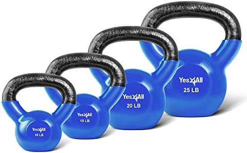 Yes4All Kettlebell, Stable Flat Bottom Kettlebell, Cast Iron Sets for Full Body Workout, Push Up, Grip Strength Training
