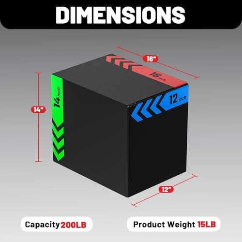 Papababe 3-in-1 Plyometric Jump Box Workout Equipment, Home Gym Box Jumps, Anti Slip Surface and High Density Foam, Home