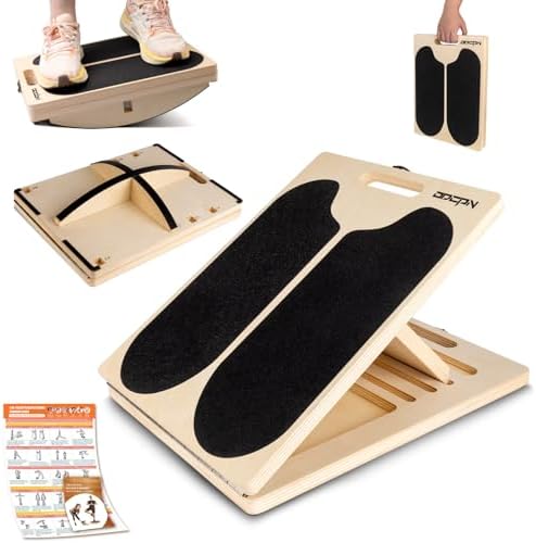 3-in-1 Slant Board & 180°/360° Balance Board, Portable 6 Angle Adjustable Calf Stretcher, Anti-Slip 300LBS Wobble Board